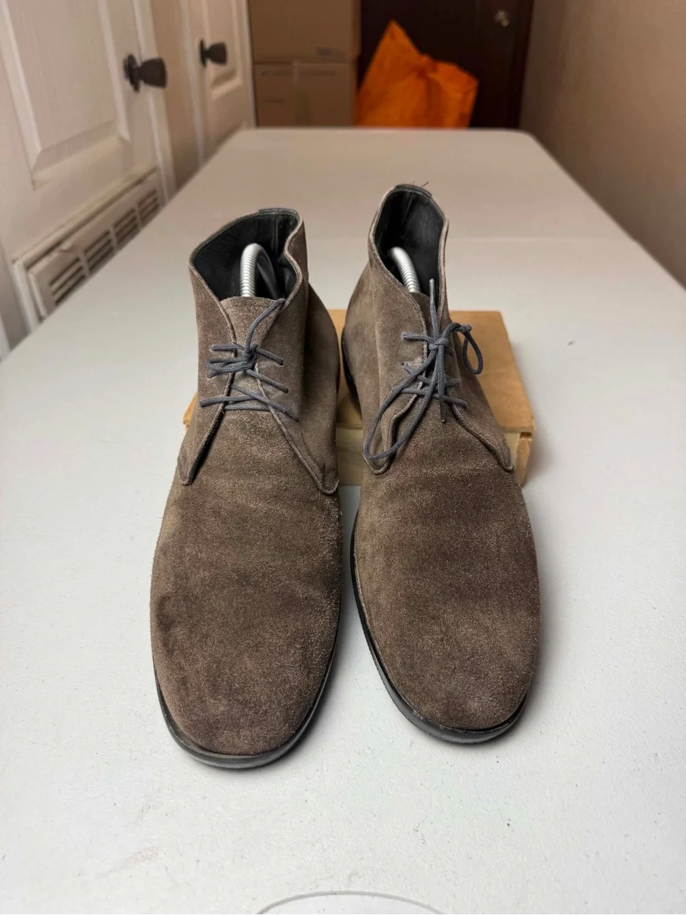 Damage PRADA Sued Leather Desert Boots Booties Shoes - Brown - Sz 9 EU / US 10